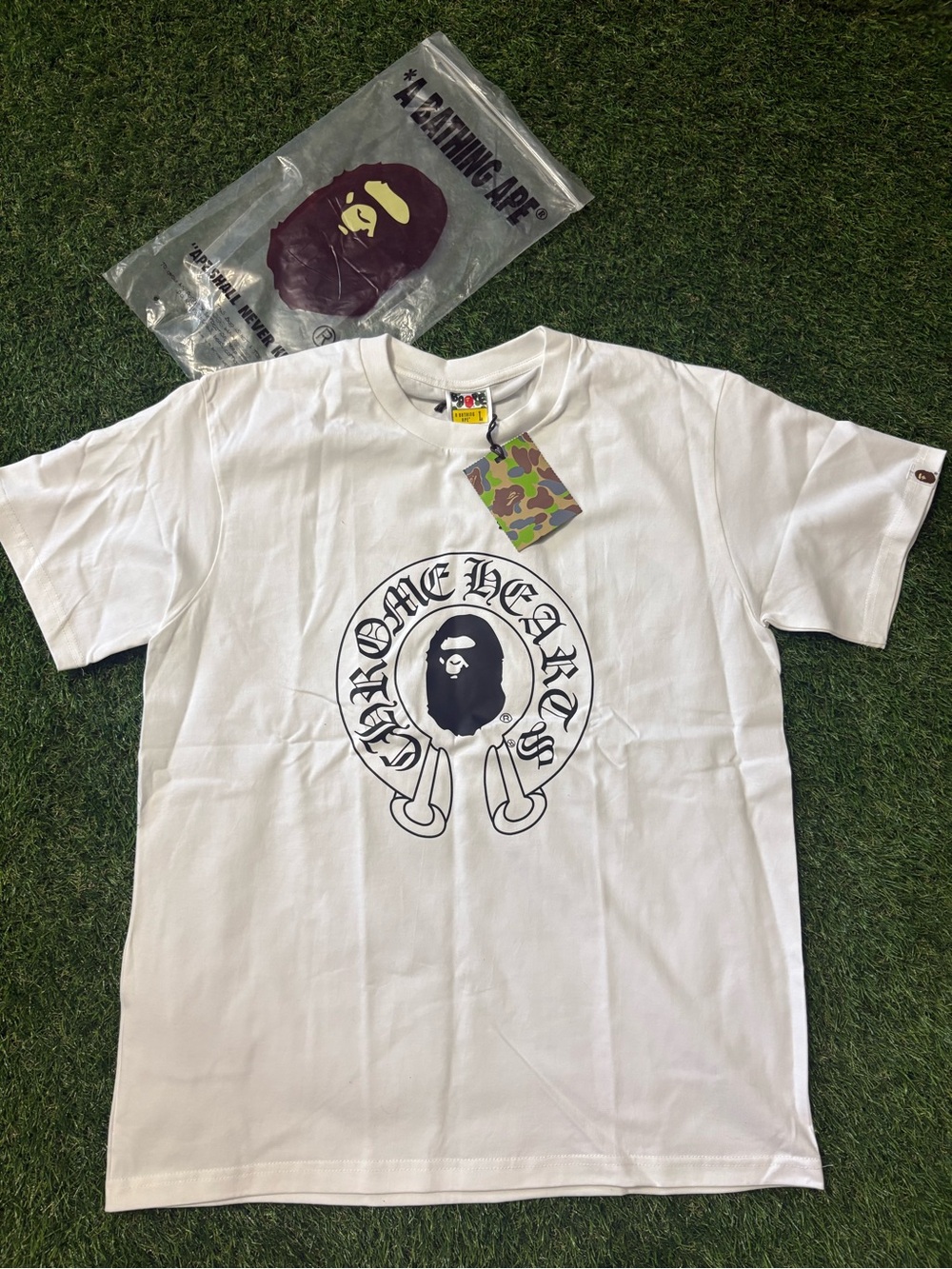 Chrome Hearts White T-Shirt with Black Graphic Ape Logo